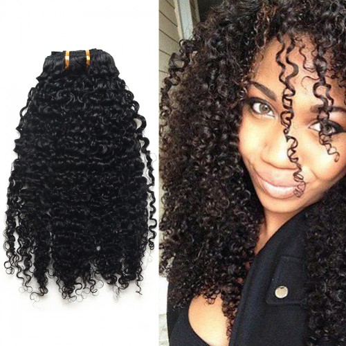 Clip In Human Hair Extensions Afro Kinky Curly 100% Human Hair Natural Black 3B 3C Curly Hair Brazilian